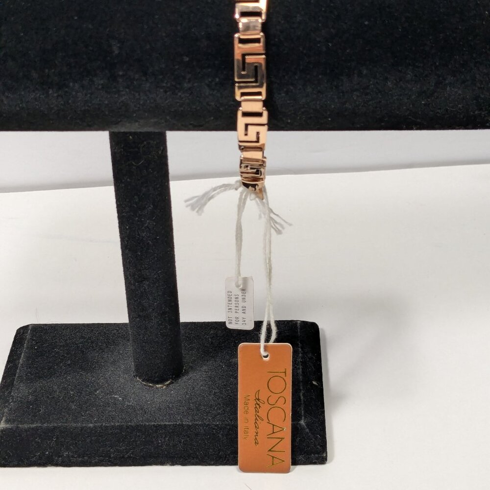 Toscana Italiana Greek Key Tennis Bracelet Copper Tone Gift Preppy Minimalist